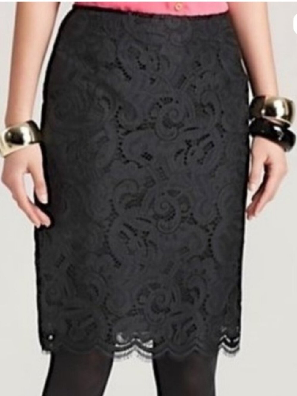 Lilly Pulitzer NWT Hyacinth Lace Pencil Skirt in Black About Face Lace Size 4